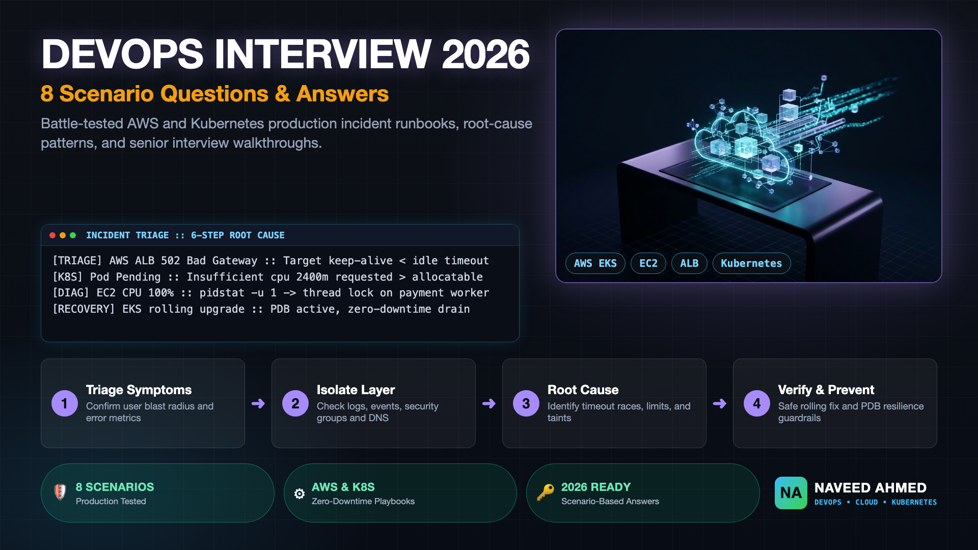 DevOps interview questions 2026 scenarios for AWS and Kubernetes troubleshooting