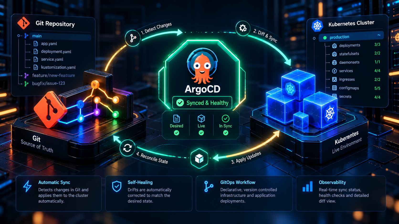 GitOps with ArgoCD: Eliminating Configuration Drift — Declarative Kubernetes Architecture and Self-Healing Engine