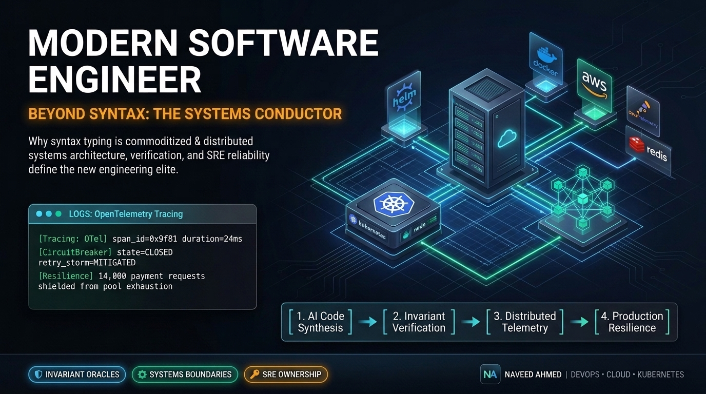 Modern software engineer role evolution architecture comparing syntax typing with distributed systems orchestration